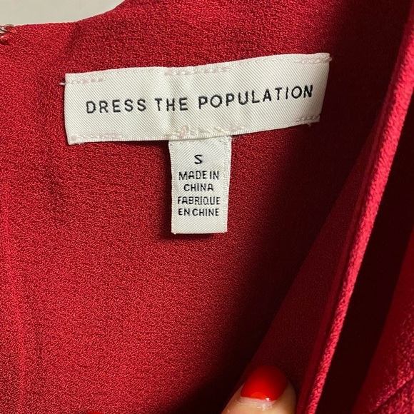 Dress The Population | Iris Side Slit Crepe Gown In Garnet Red Size S - Picture 6 of 12